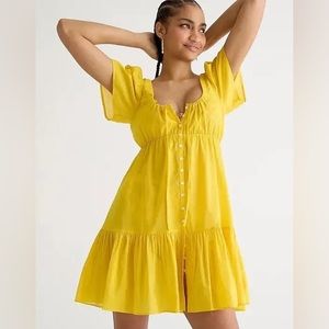 “J. Crew” NYT Cotton Voile Tiered Button-Down Beach Dress